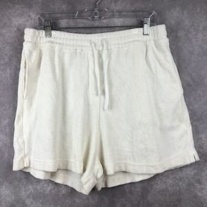 & Other Stories Shorts Womens Medium White Terry Cloth High Rise Pockets‎